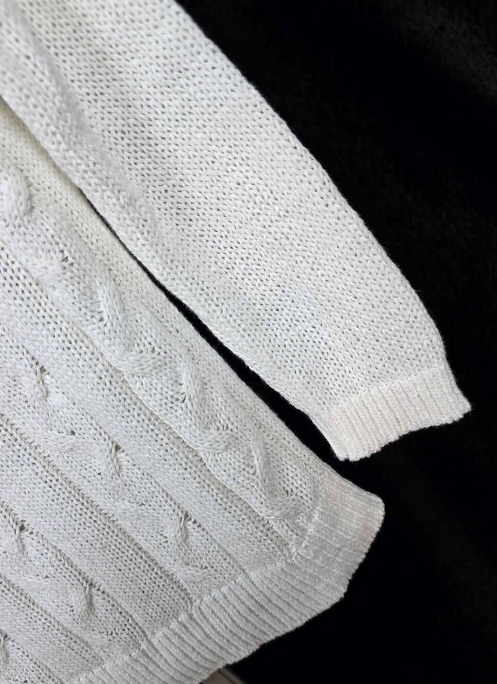 Talbots White Cable Knit Sweater | Size Small | Classic Cotton Blend Pullover - Picture 5 of 7
